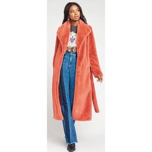 NWT Show Me Your Mumu Lolita Full Faux Fur Belted Jacket - Burnt Seinna